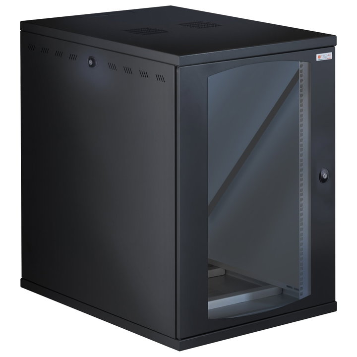 Armadio Rack 19" a Muro 16U P 800mm L 600mm Porta Vetro Nero - Techly Professional I-CASE EW-26816BK