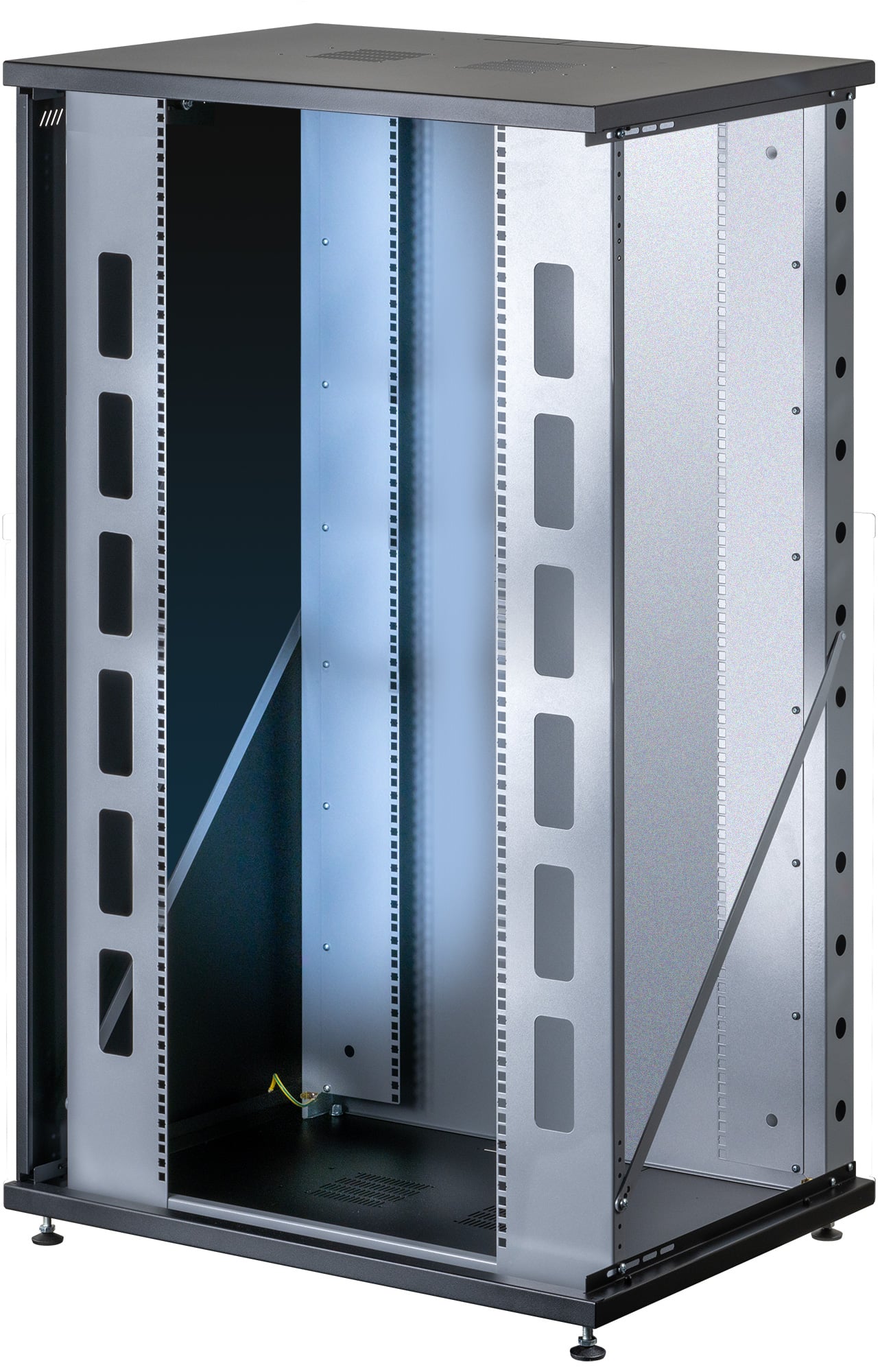 Rack Cabinet 19" Wall-Mounted 22U P600 L800 Black Glass Door - Techly Professional I-CASE EW-2822BK6
