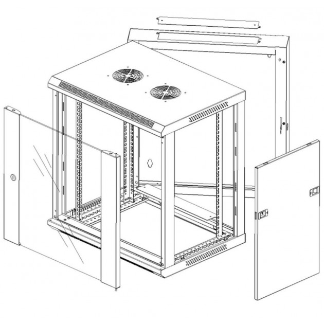 Armadio Rack 19'' a muro 9 unità due sezioni Nero - Intellinet I-CASE EW-3009BK
