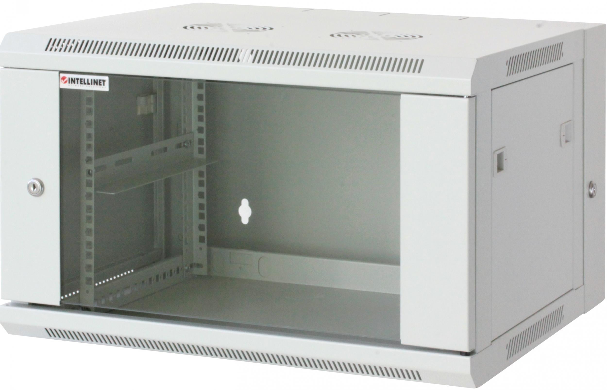 Armadio Rack 19'' a muro 9 unità due sezioni Grigio - Intellinet I-CASE EW-3009G