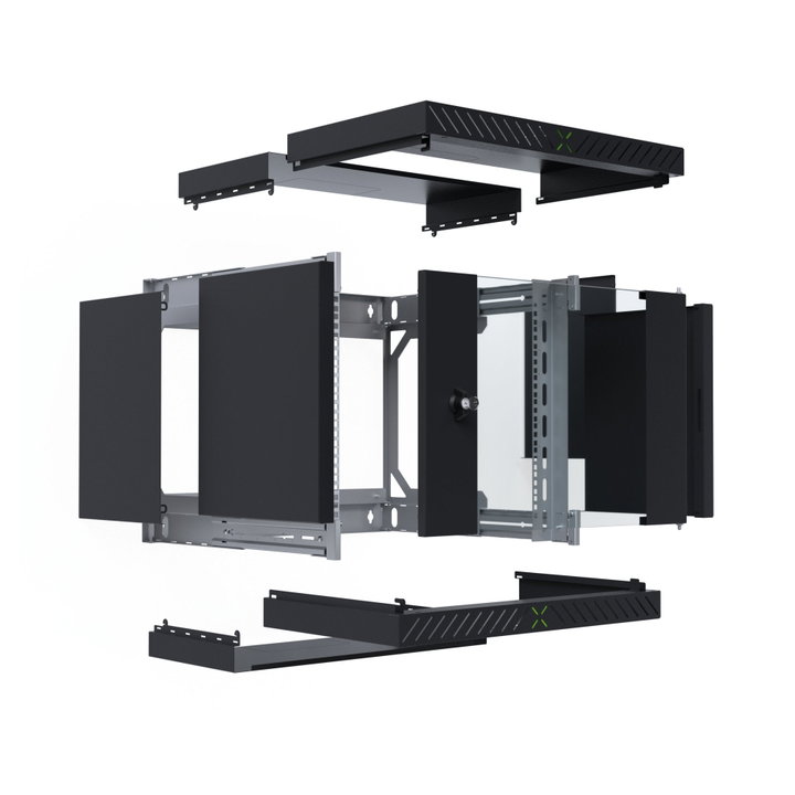 Armadio Rack 19" a Muro 9U da Assemblare Profondità 400-600 mm Nero - X-RACK I-CASE EWX-2009BK