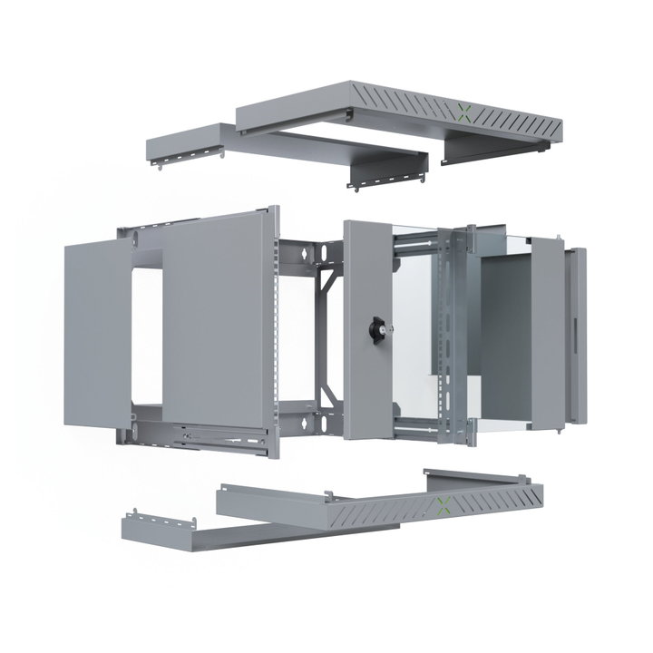 Armadio Rack 19" a Muro 9U da Assemblare Profondità 400-600 mm Grigio - X-RACK I-CASE EWX-2009G