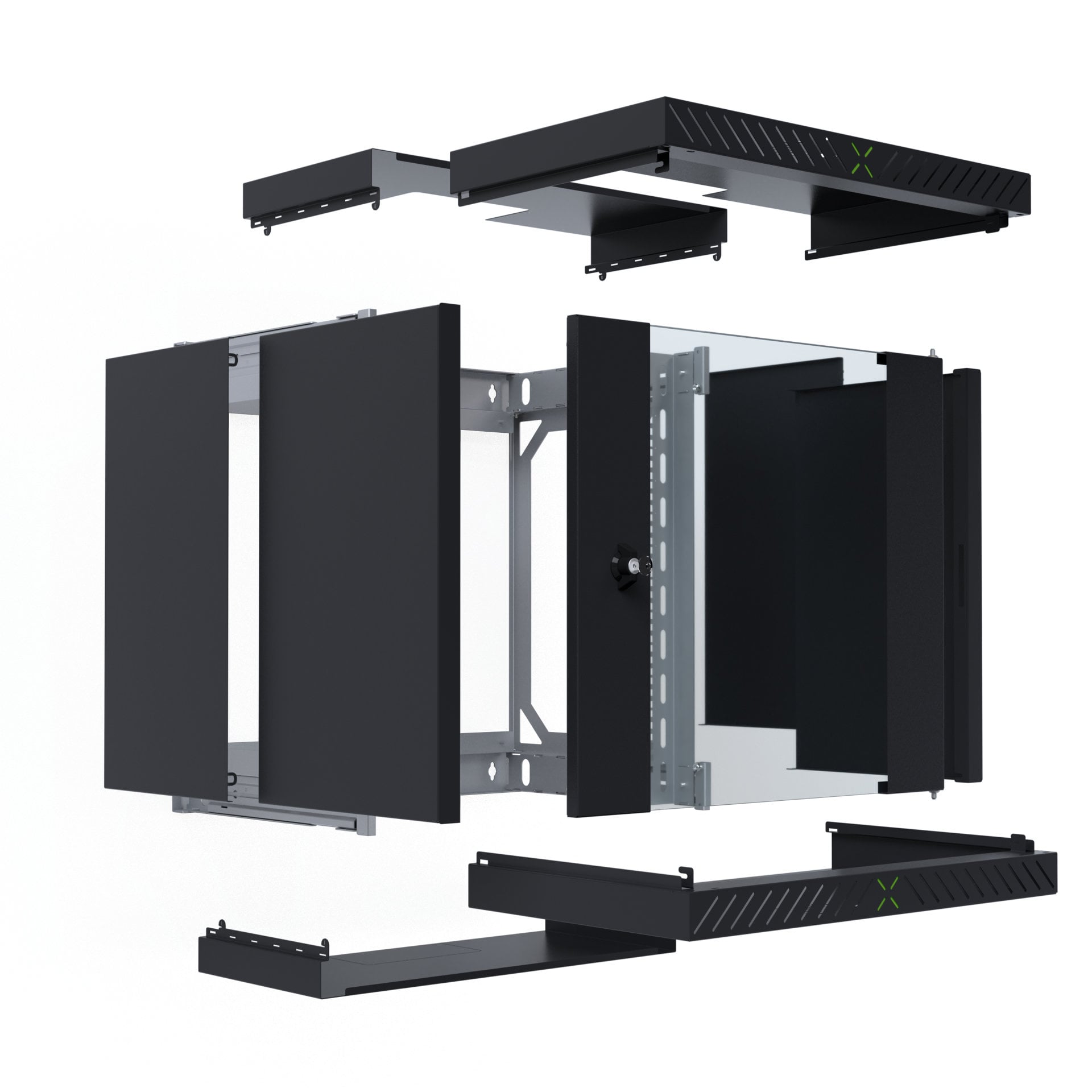 19" Wall Mount Rack Cabinet 12U Unassembled Depth 400-600 mm Black - X-Rack I-CASE EWX-2012BK
