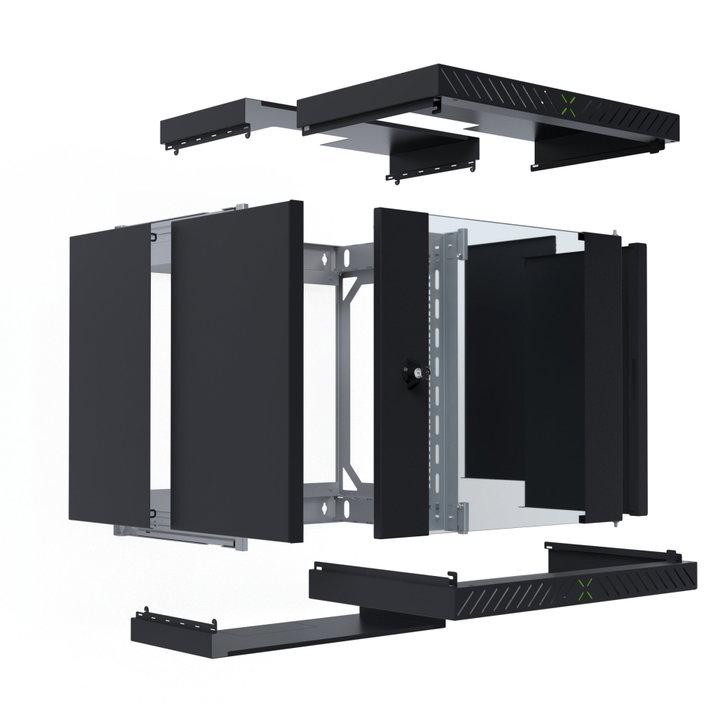 Armadio Rack 19" a Muro 12U da Assemblare Profondità 400-600 mm Nero - X-RACK I-CASE EWX-2012BK