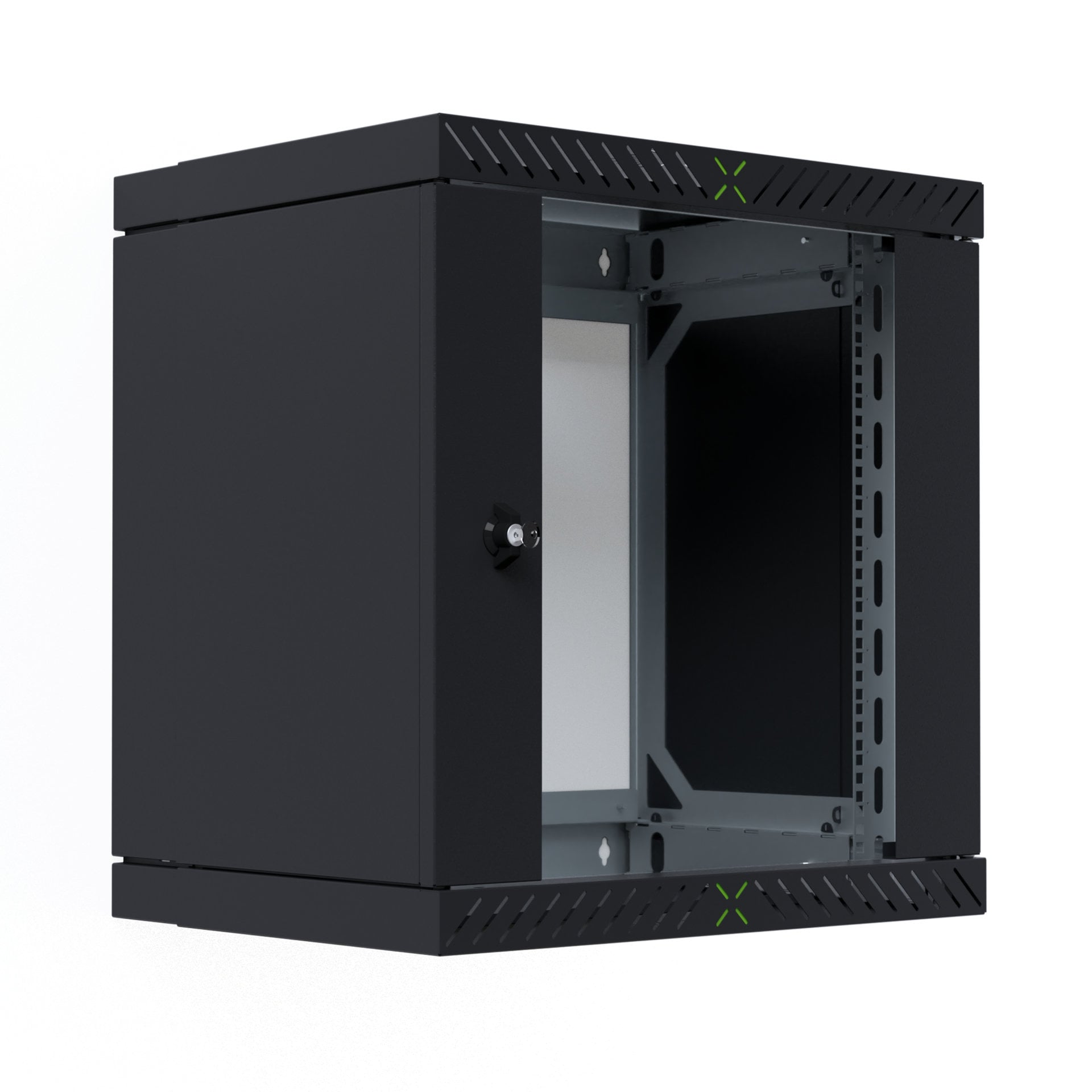 19" Wall Mount Rack Cabinet 12U Unassembled Depth 400-600 mm Black - X-Rack I-CASE EWX-2012BK