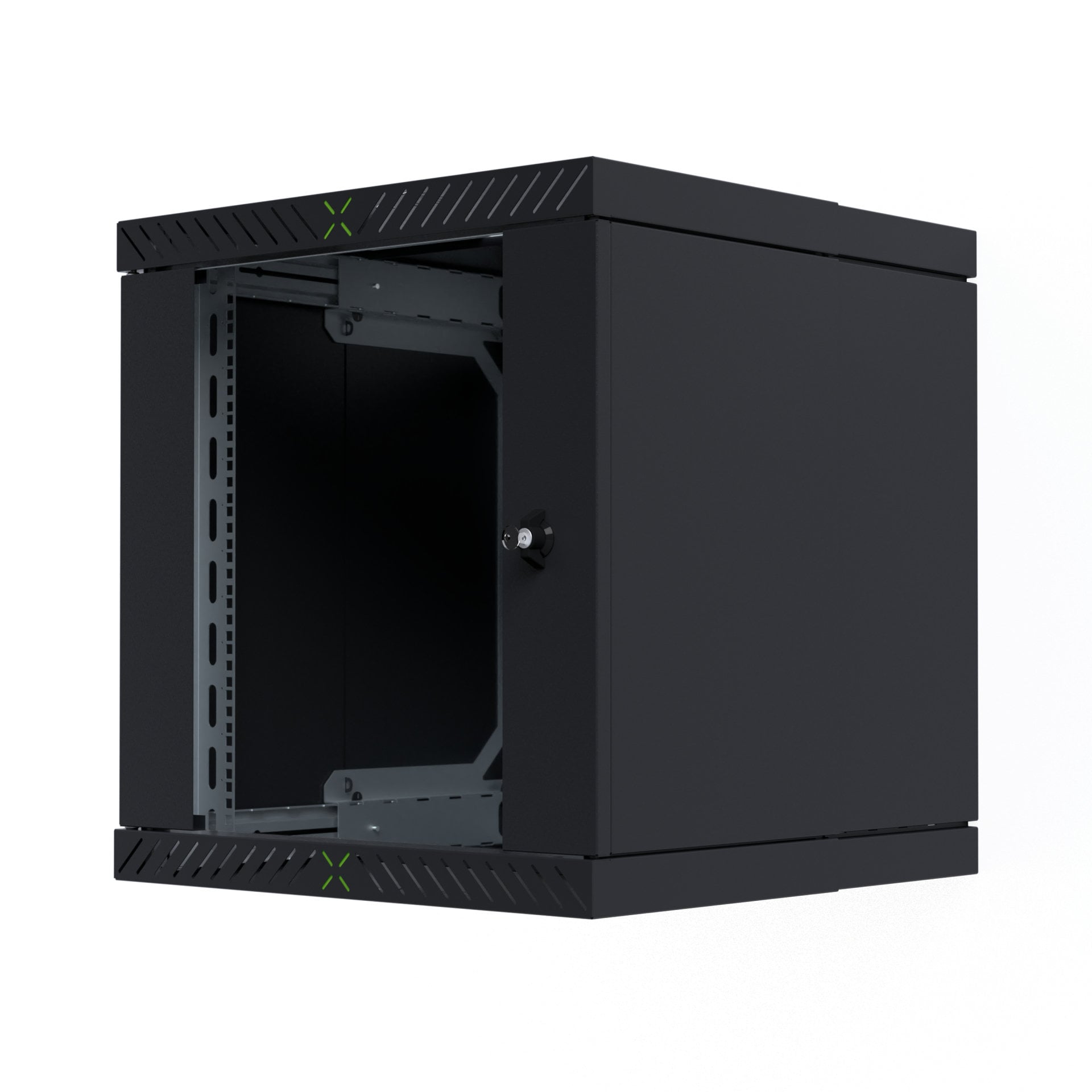 19" Wall Mount Rack Cabinet 12U Unassembled Depth 400-600 mm Black - X-Rack I-CASE EWX-2012BK