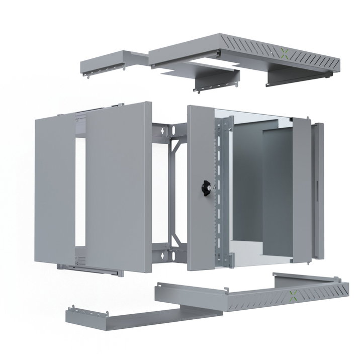 Armadio Rack 19" a Muro 12U da Assemblare Profondità 400-600 mm Grigio - X-RACK I-CASE EWX-2012G