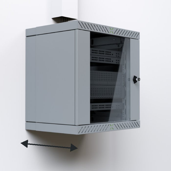 Armadio Rack 19" a Muro 12U da Assemblare Profondità 400-600 mm Grigio - X-RACK I-CASE EWX-2012G