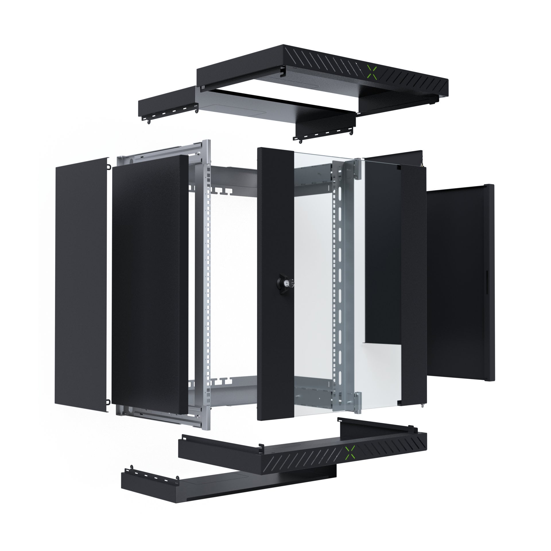 Wall-Mount 19" Rack Cabinet 15U Unassembled Depth 400-600 mm - X-Rack I-CASE EWX-2015BK