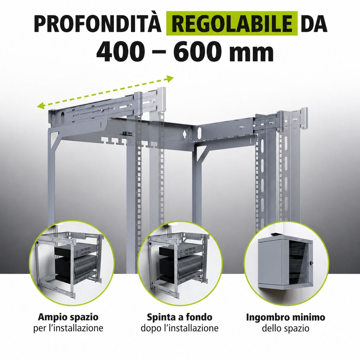 Wall-Mount 19" Rack Cabinet 15U Unassembled Depth 400-600 mm - X-Rack I-CASE EWX-2015G