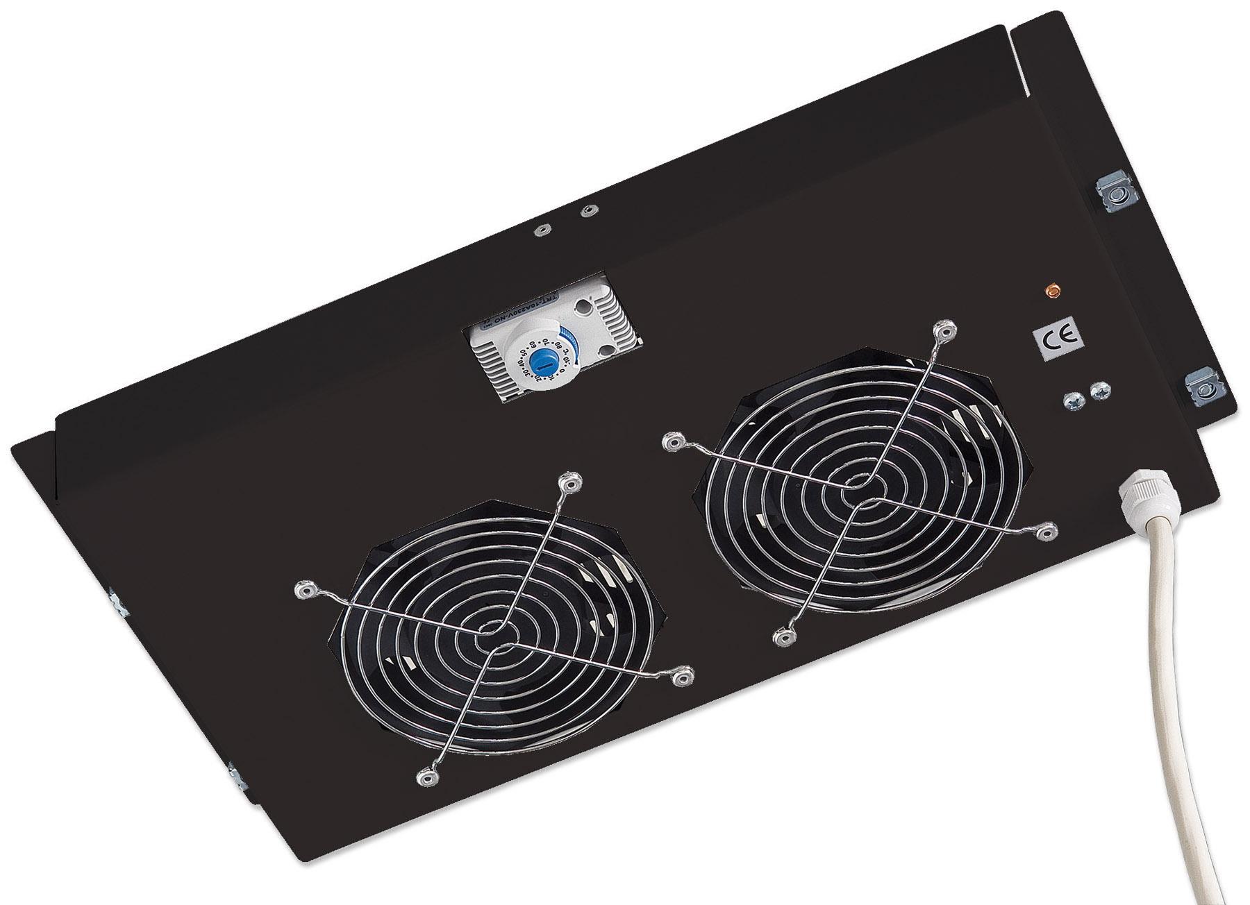 Gruppo di ventilazione a soffitto per Rack 19'' 2 Ventole Nero - Intellinet I-CASE FAN-2BK