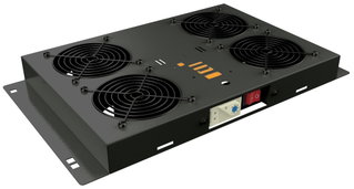 Ceiling Ventilation Kit for Rack 19" 4 Fans Black - Techly Professional I-CASE FAN-41TBK