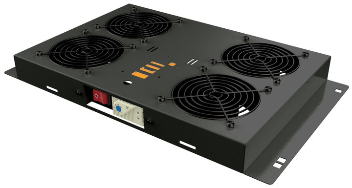 Ceiling Ventilation Kit for Rack 19" 4 Fans Black - Techly Professional I-CASE FAN-41TBK