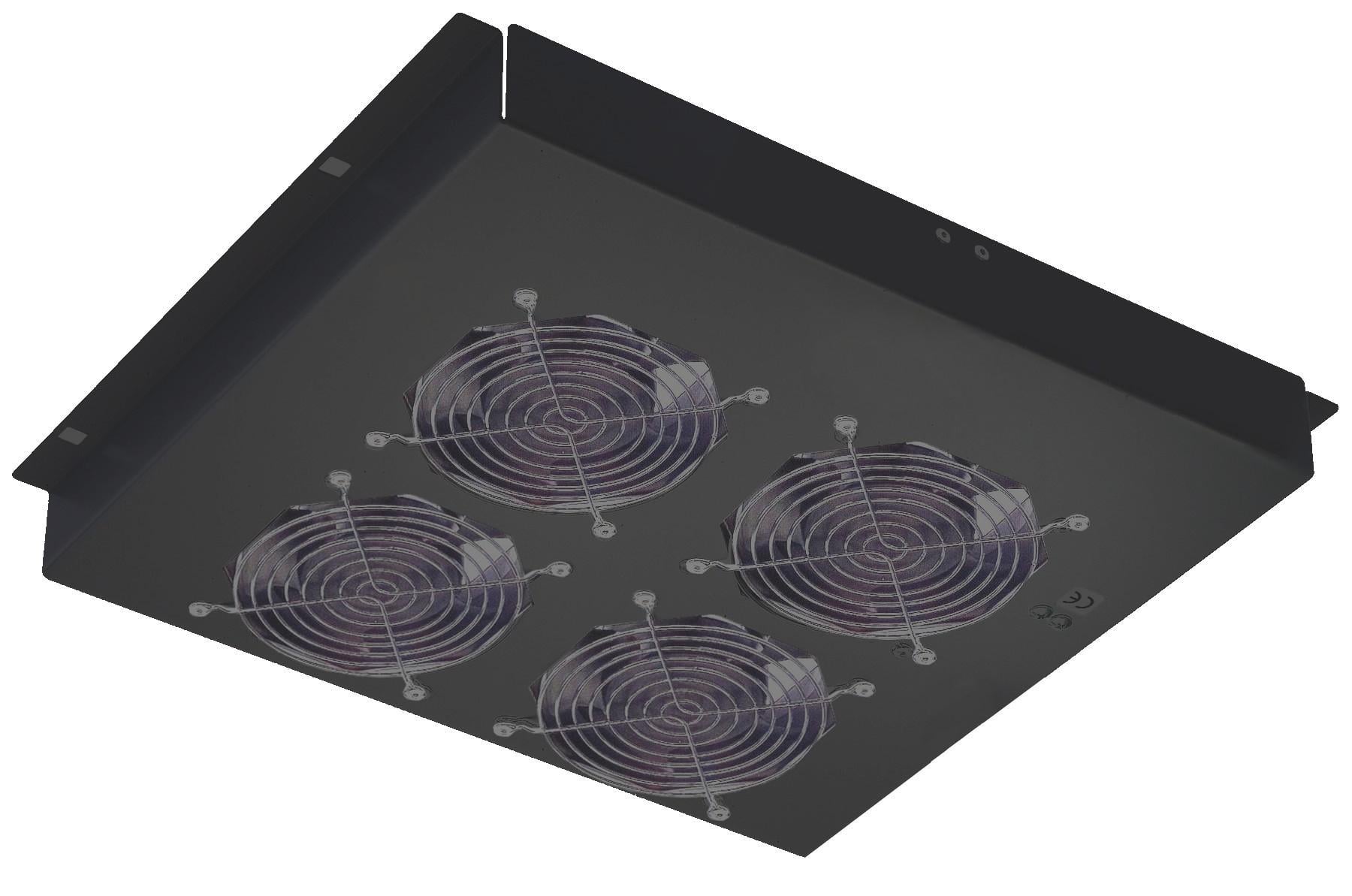 Gruppo di 4 Ventole a Soffitto Senza Termostato per Rack 19'' Nero - Intellinet I-CASE FAN-4STN