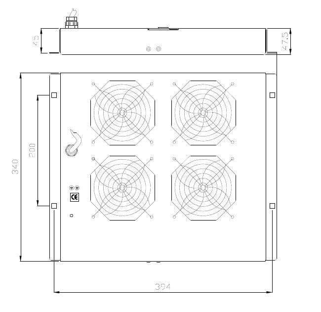 Gruppo di 4 Ventole a Soffitto Senza Termostato per Rack 19'' Nero - Intellinet I-CASE FAN-4STN