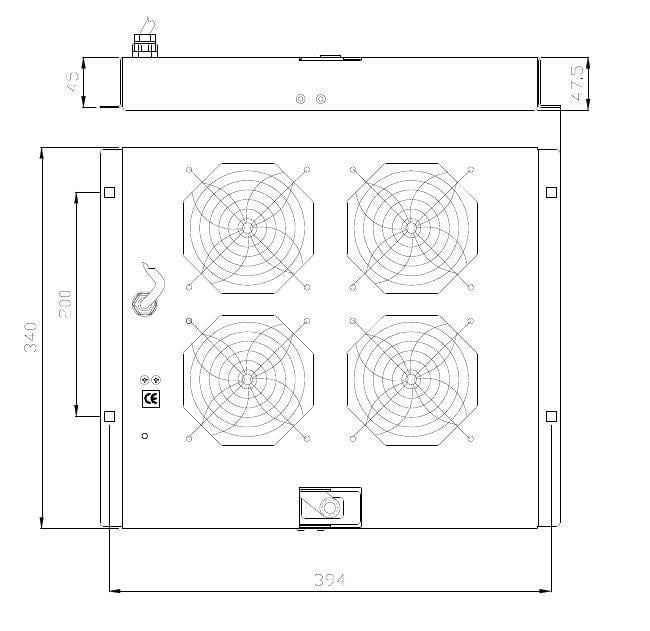Gruppo di ventilazione a soffitto per Rack 19'' 4 Ventole Nero - Intellinet I-CASE FAN-4TB