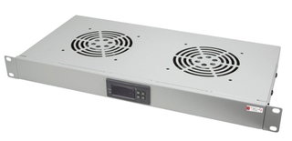 Gruppo 2 Ventole 1U per Rack 19" con Termostato LED Grigio - Techly Professional I-CASE FAN-TC2G