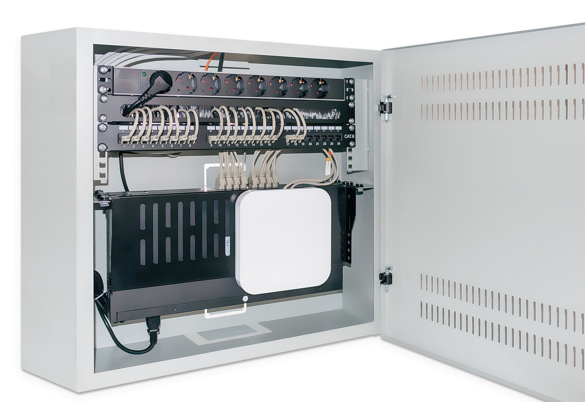 Armadio 19'' a muro a basso profilo con montanti orizzontali 4U e verticali 2U - Intellinet I-CASE FL-4X2GYI