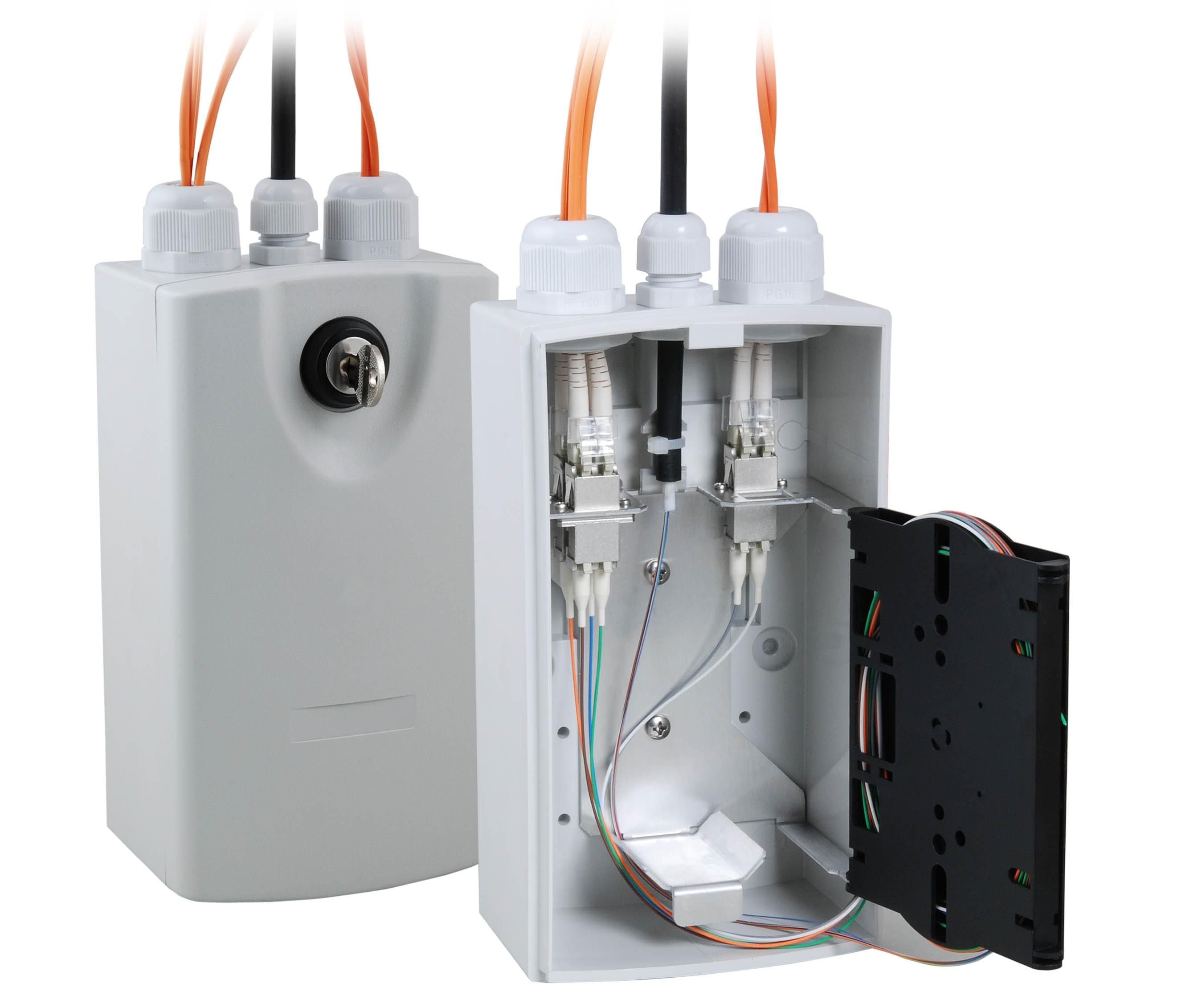 Scatola di Distribuzione Fibra Ottica Compatta IP54 SC/LC RAL7035 - I-CASE FO-SHIP54G