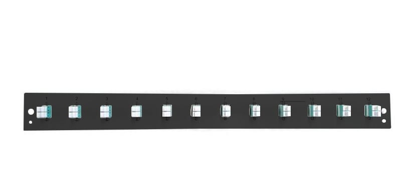 Pannello Frontale per Cassetto Ottico 1U 12 LC Duplex OM3 Nero - I-CASE FOB-12LCD3