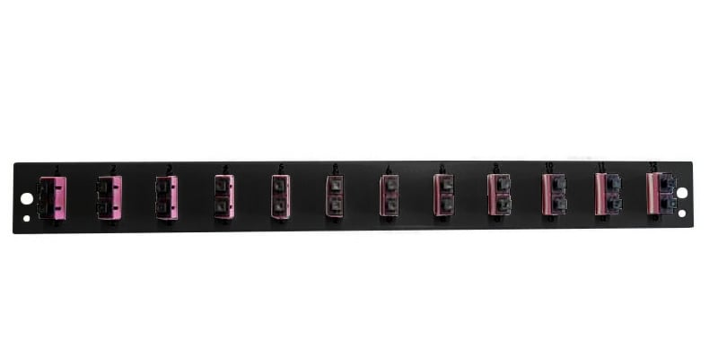 Pannello Frontale per Cassetto Ottico 1U 12 LC Duplex OM4 Nero - I-CASE FOB-12LCD4
