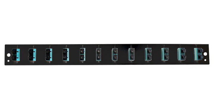 Pannello Frontale per Cassetto Ottico 1U 12 SC Duplex/LC OM3 Nero - OEM I-CASE FOB-12SCD3