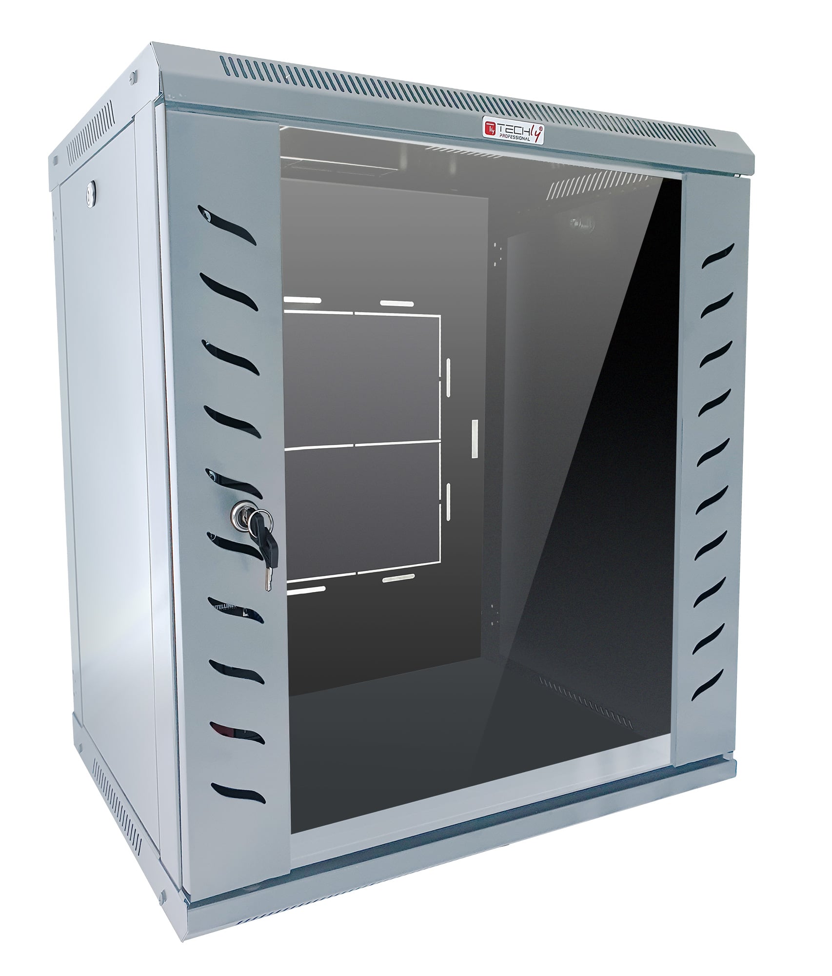 Armadio Rack 19'' a Muro 12 Unità P.450 mm Flat Pack Grigio - Techly Professional I-CASE FP-4512G