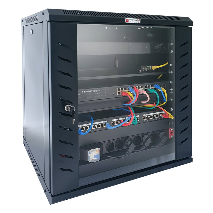 Armadio Rack 19" a Muro 20U P.450 mm Flat Pack Nero - Techly Professional I-CASE FP-4520BK