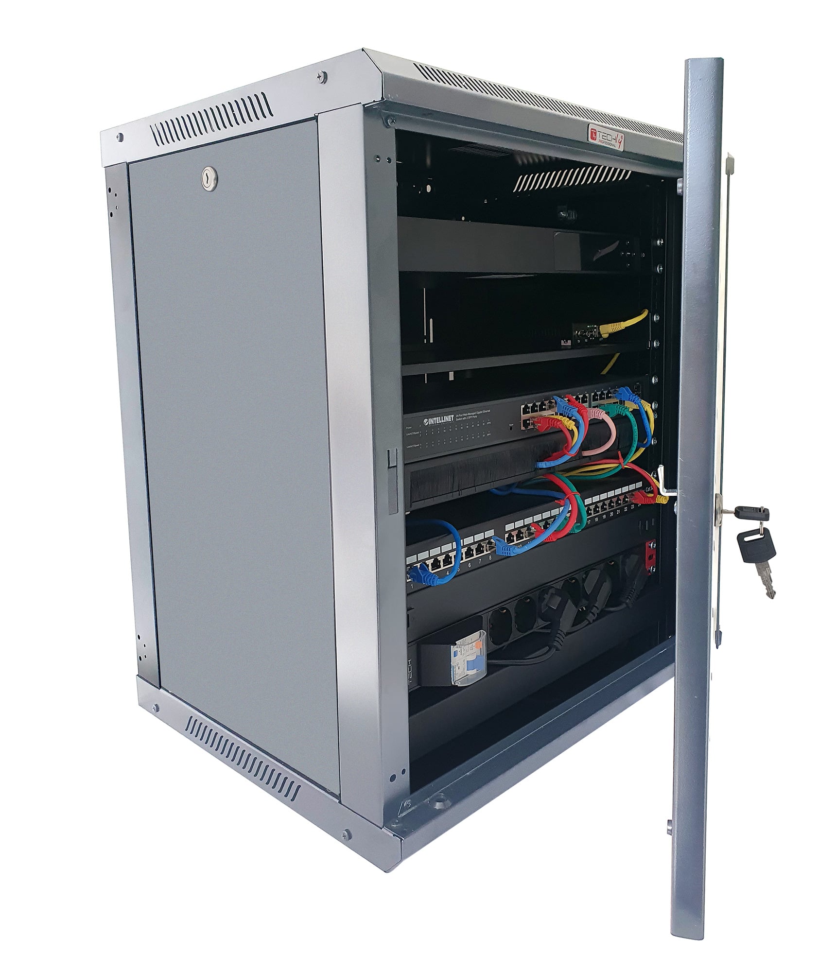 Armadio Rack 19'' a Muro 6 Unità P.600 mm Flat Pack Grigio - Techly Professional I-CASE FP-6006G