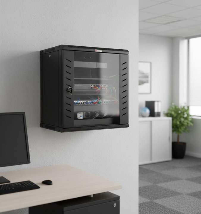 Armadio Rack 19" a Muro 15U P.600 mm Flat Pack Nero - Techly Professional I-CASE FP-6015BK