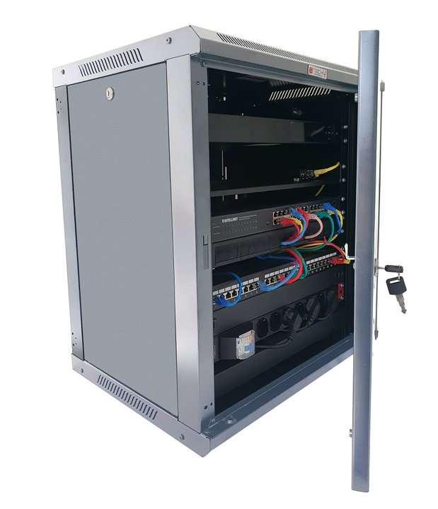 Armadio Rack 19" a Muro 15U P.600 mm Flat Pack Grigio - Techly Professional I-CASE FP-6015G