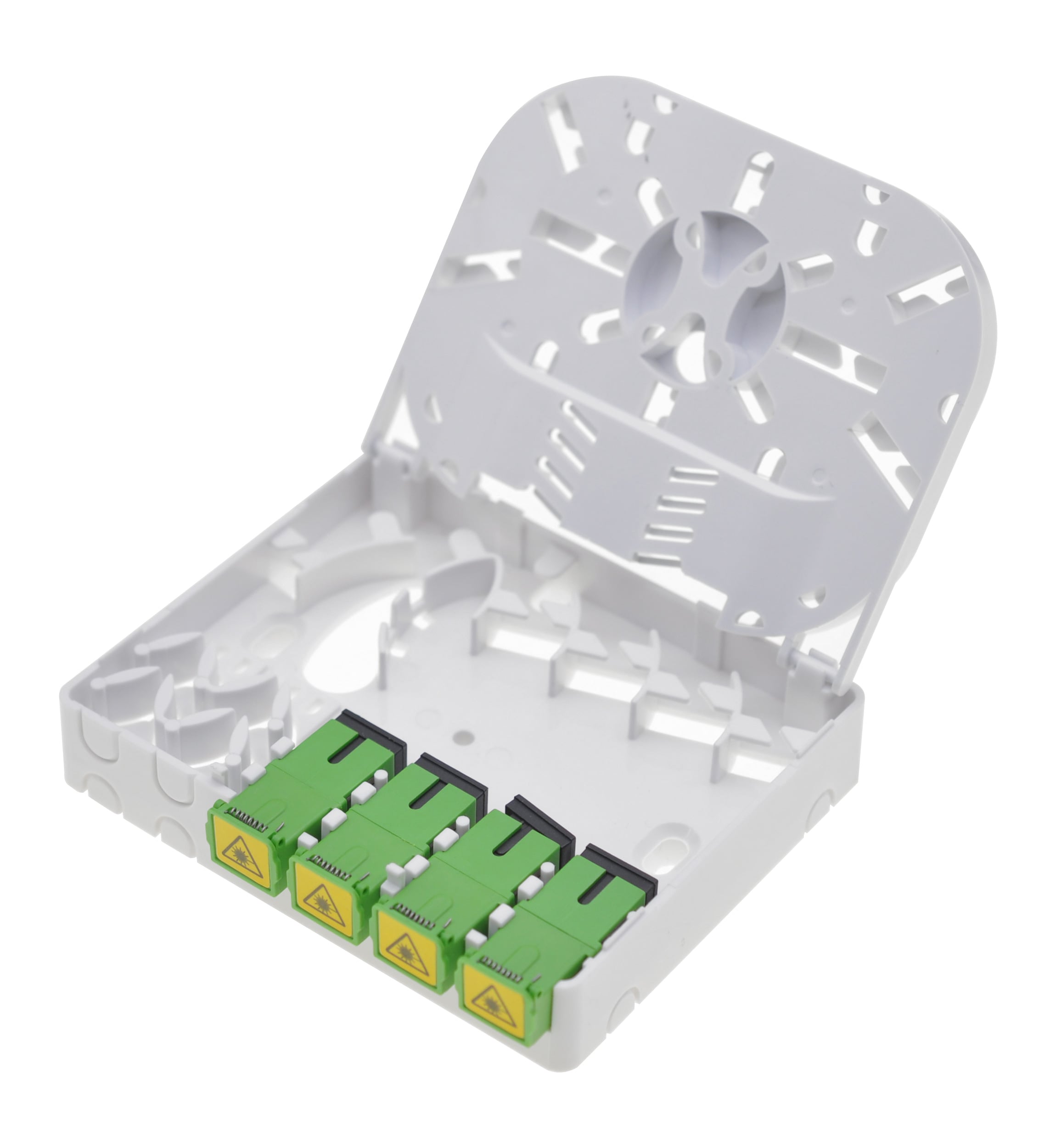 Scatola di Terminazione Ottica di Appartamento (STOA) FTTH per 4 fibre SC-APC a muro - Techly Professional I-CASE FTTH4SC