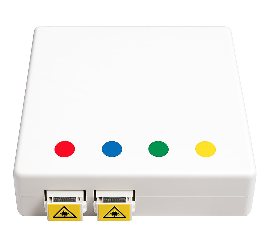 Scatola FTTH Indoor IP20 4 x SC o LC Duplex 80x80 con Passacavo Versione a Crimpare - I-CASE FTTH6