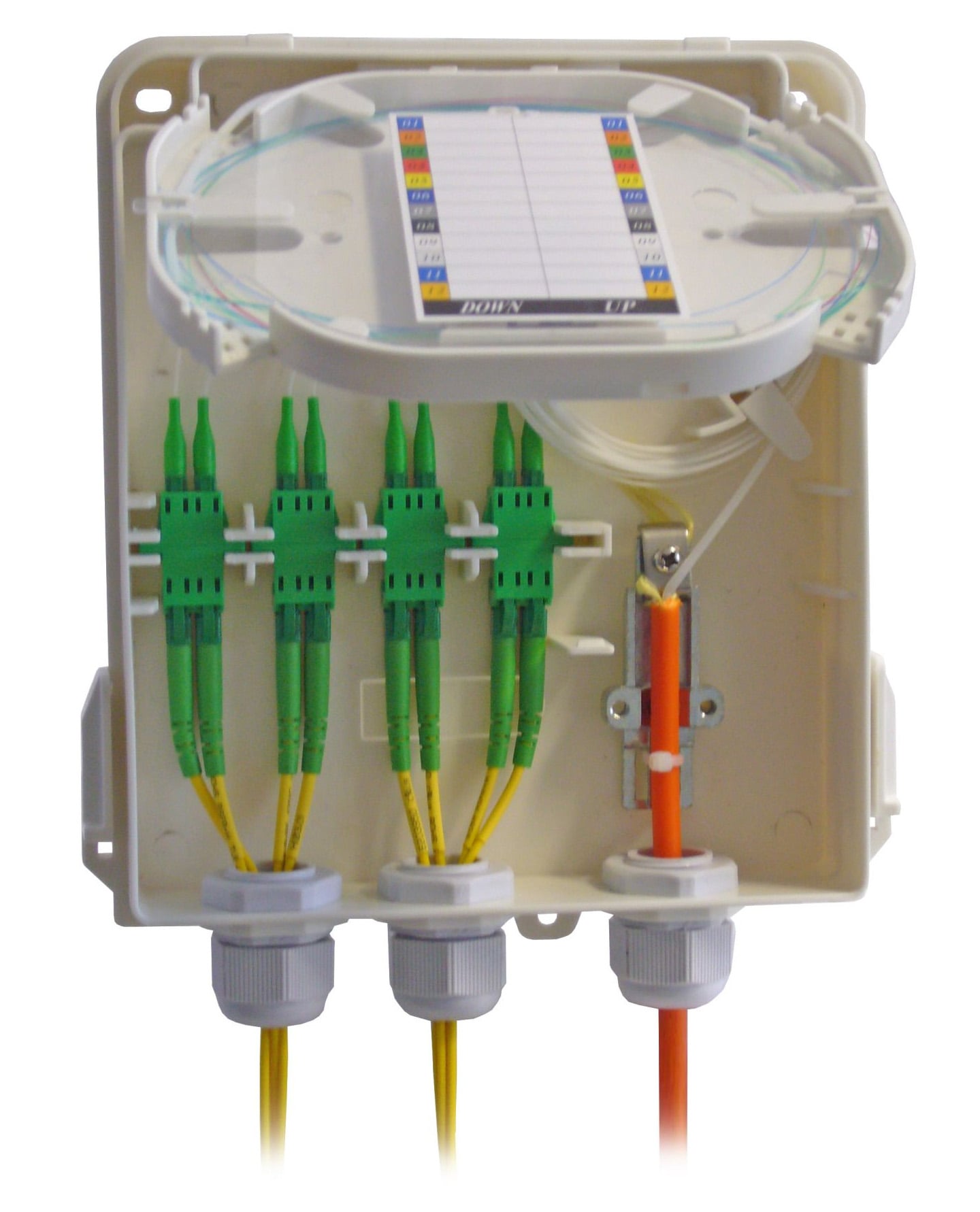 Fiber Optic Splice Box 8 Fibers IP54 for FTTX Applications with Lock - I-CASE FTTX-S8K
