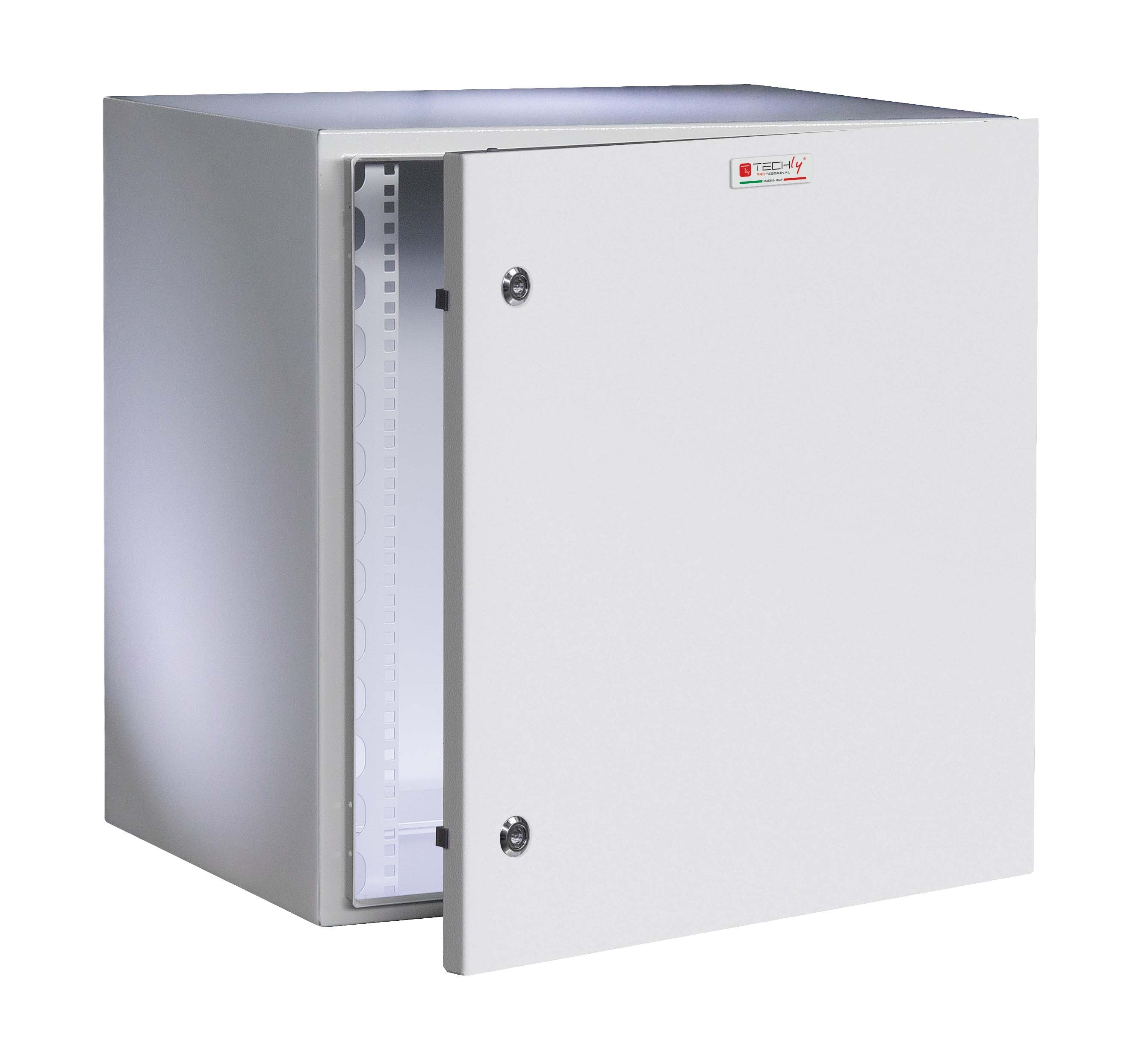 Armadio Rack 19'' a muro 13U grigio IP65 porta cieca prof. 400 mm - Techly Professional I-CASE IP-1340GC