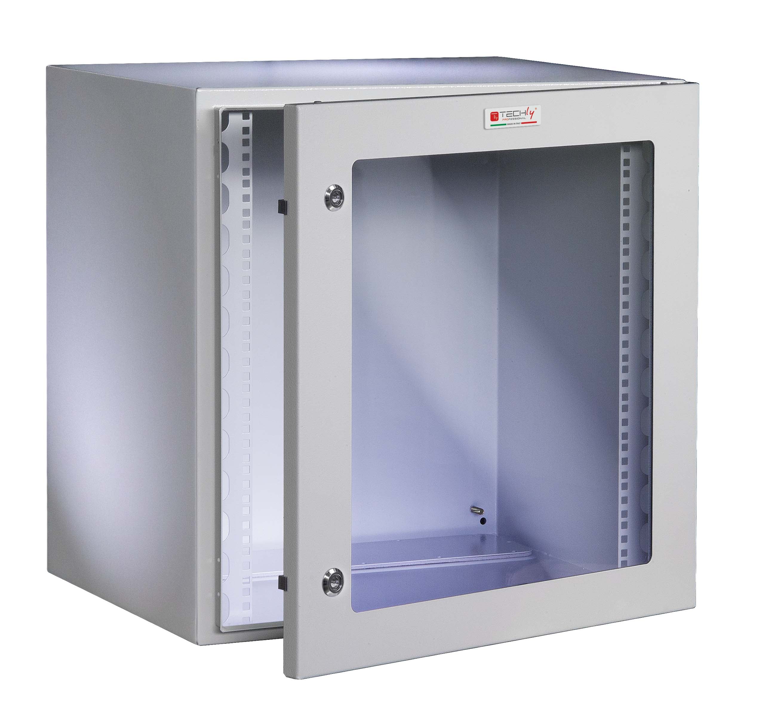 Armadio Rack 19'' a muro 13U grigio IP65 porta vetro prof. 400 mm - Techly Professional I-CASE IP-1340GV