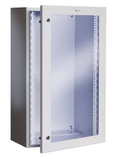 Wall-mount Rack Cabinet 19" 17U gray IP65 glass door depth 200mm - Techly Professional I-CASE IP-1720GV