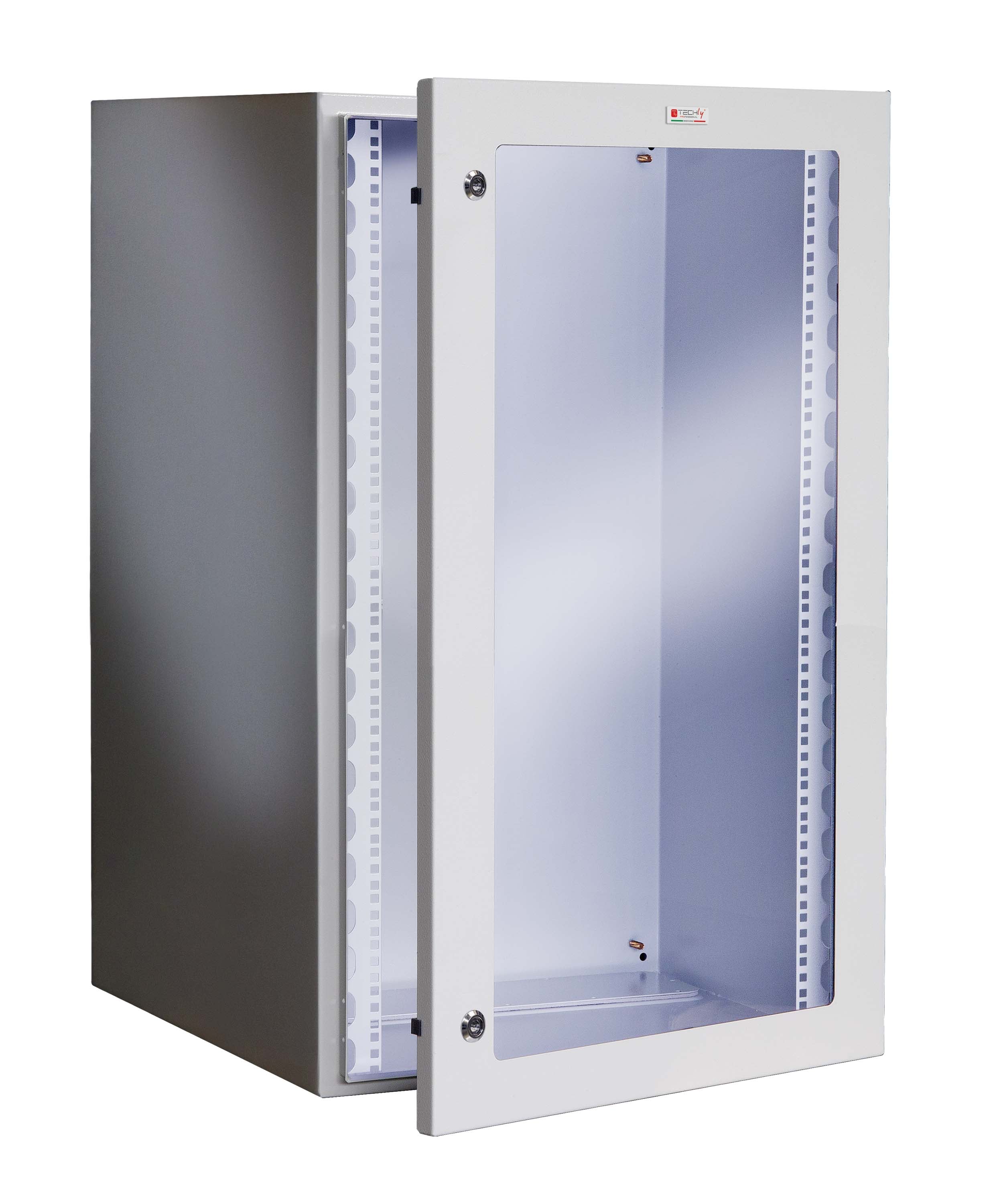 Armadio Rack 19'' a muro 17U grigio IP65 porta vetro prof. 600 mm - Techly Professional I-CASE IP-1760GV