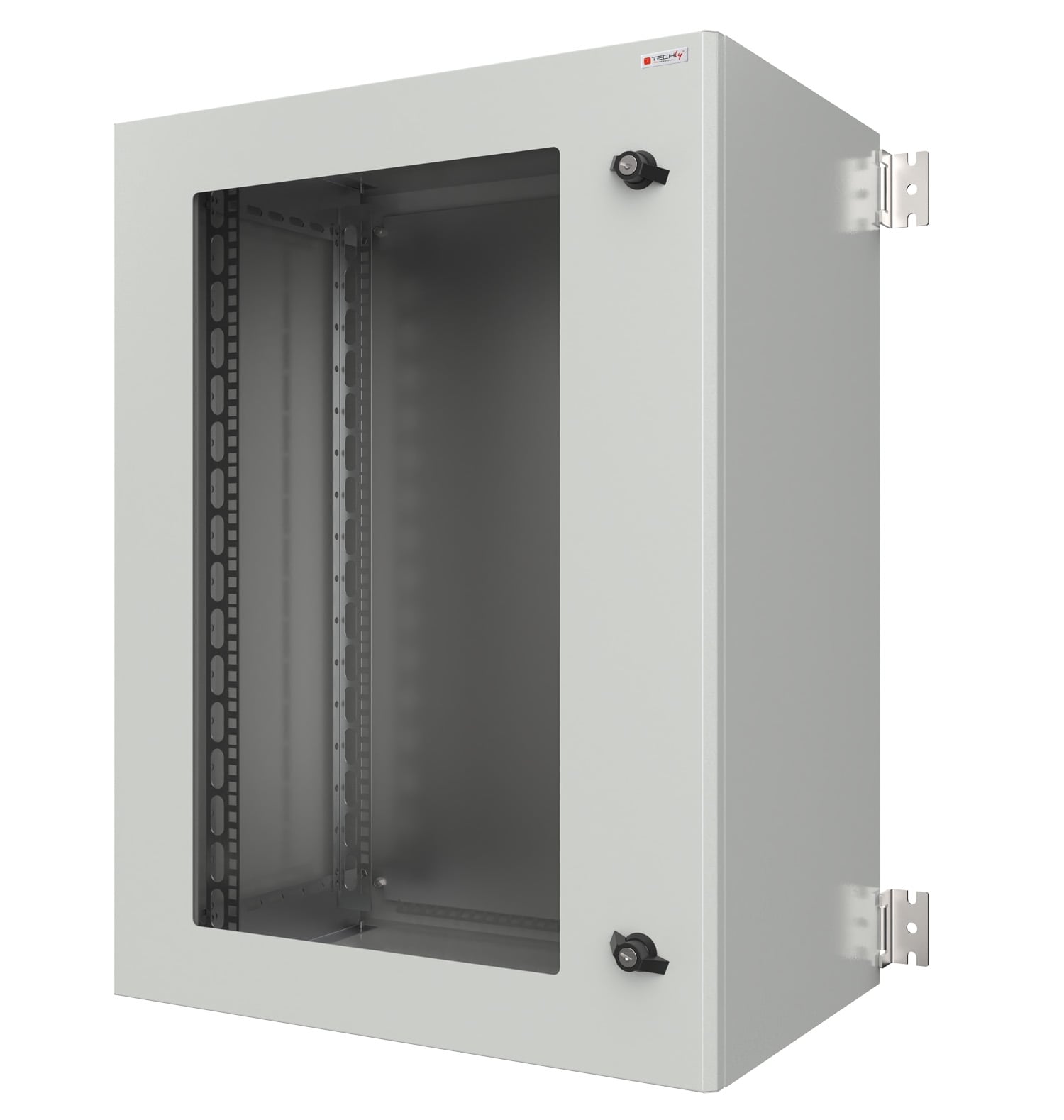 Wall Mount 19" Rack Enclosure 17U IP65 Glass Door Gray 800x600x600 mm - Techly Professional I-CASE IP-1760GV2