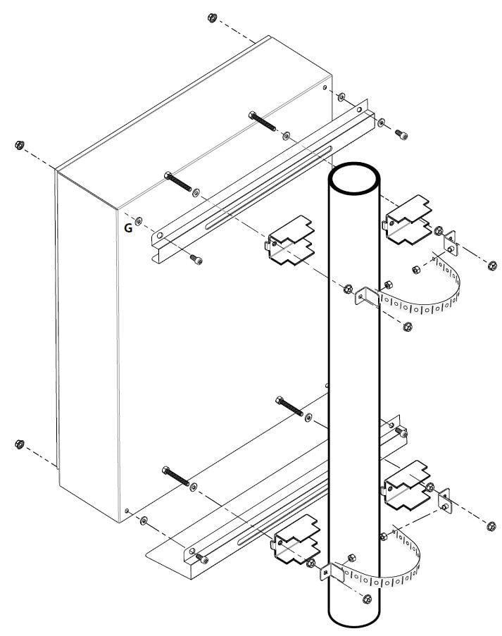 Pole mounting kit for IP65 rack - Techly Professional I-CASE IP-KIT1