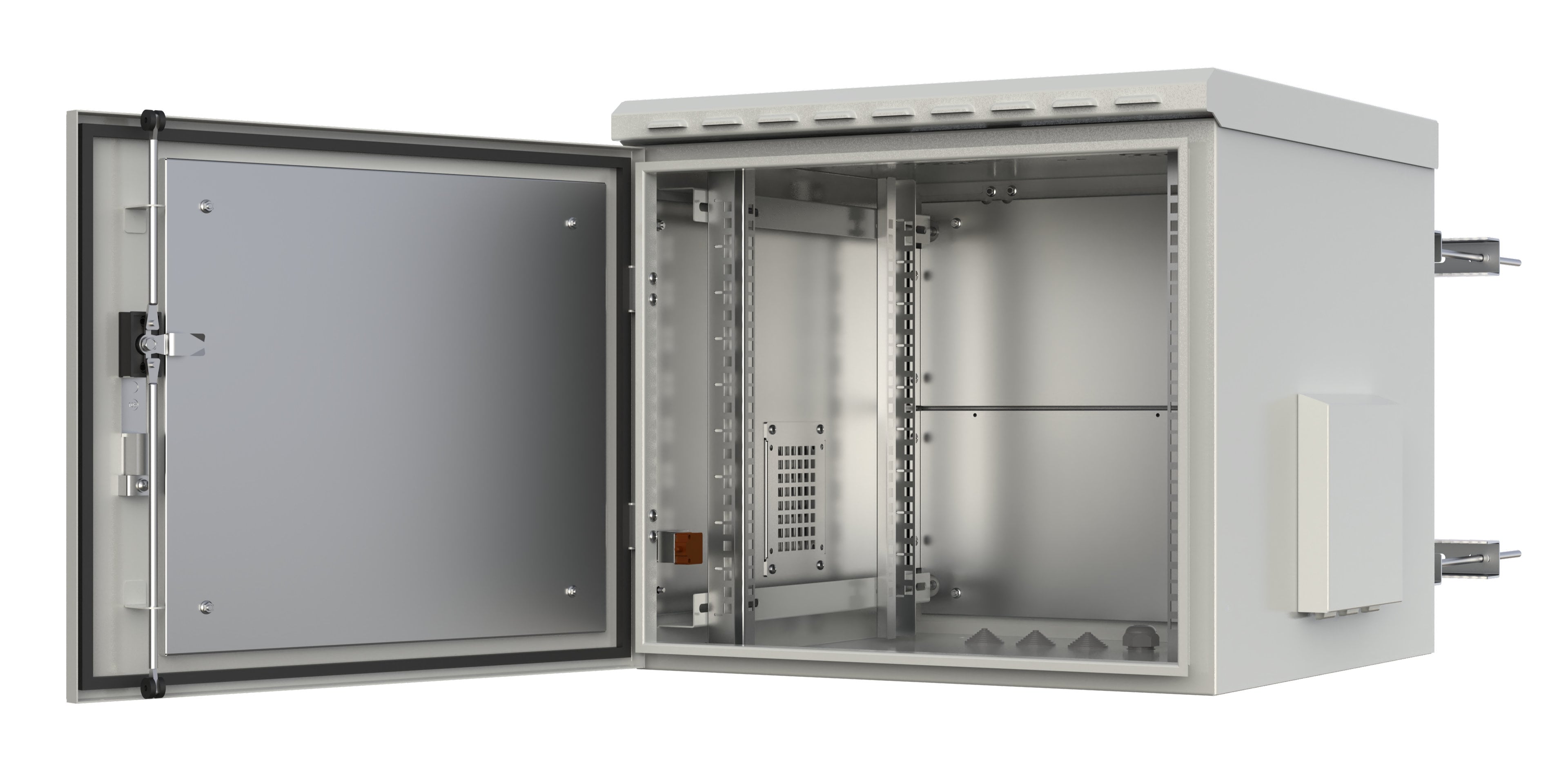 Armadio Rack 19'' Fissaggio a Palo 12U IP66 Porta Cieca Prof. 600 mm Grigio - Techly Professional I-CASE IP66-1260P