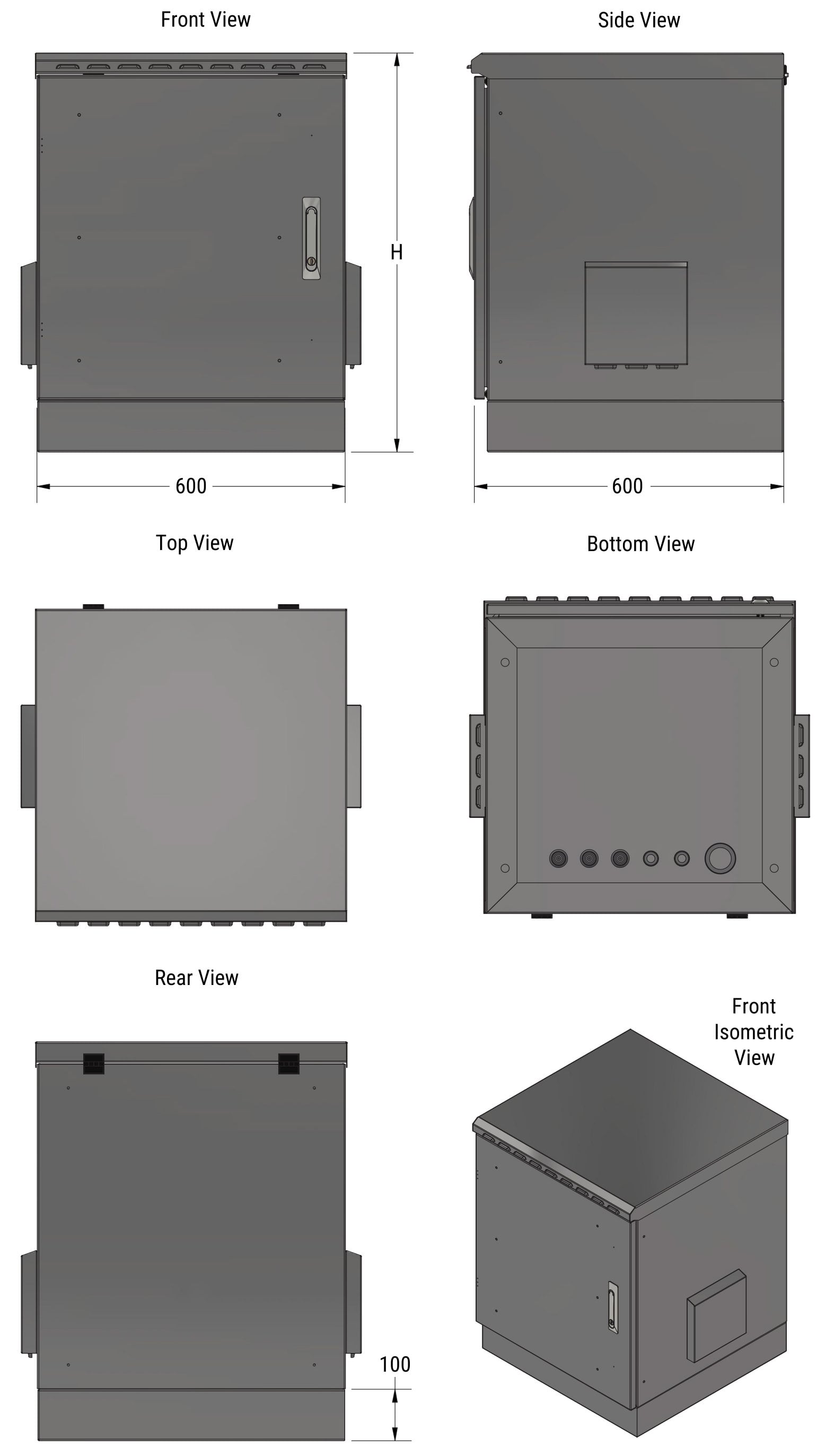 Armadio Rack 19'' a Pavimento 20U grigio IP66 Porta Cieca prof. 600 mm - Techly Professional I-CASE IP66-2060