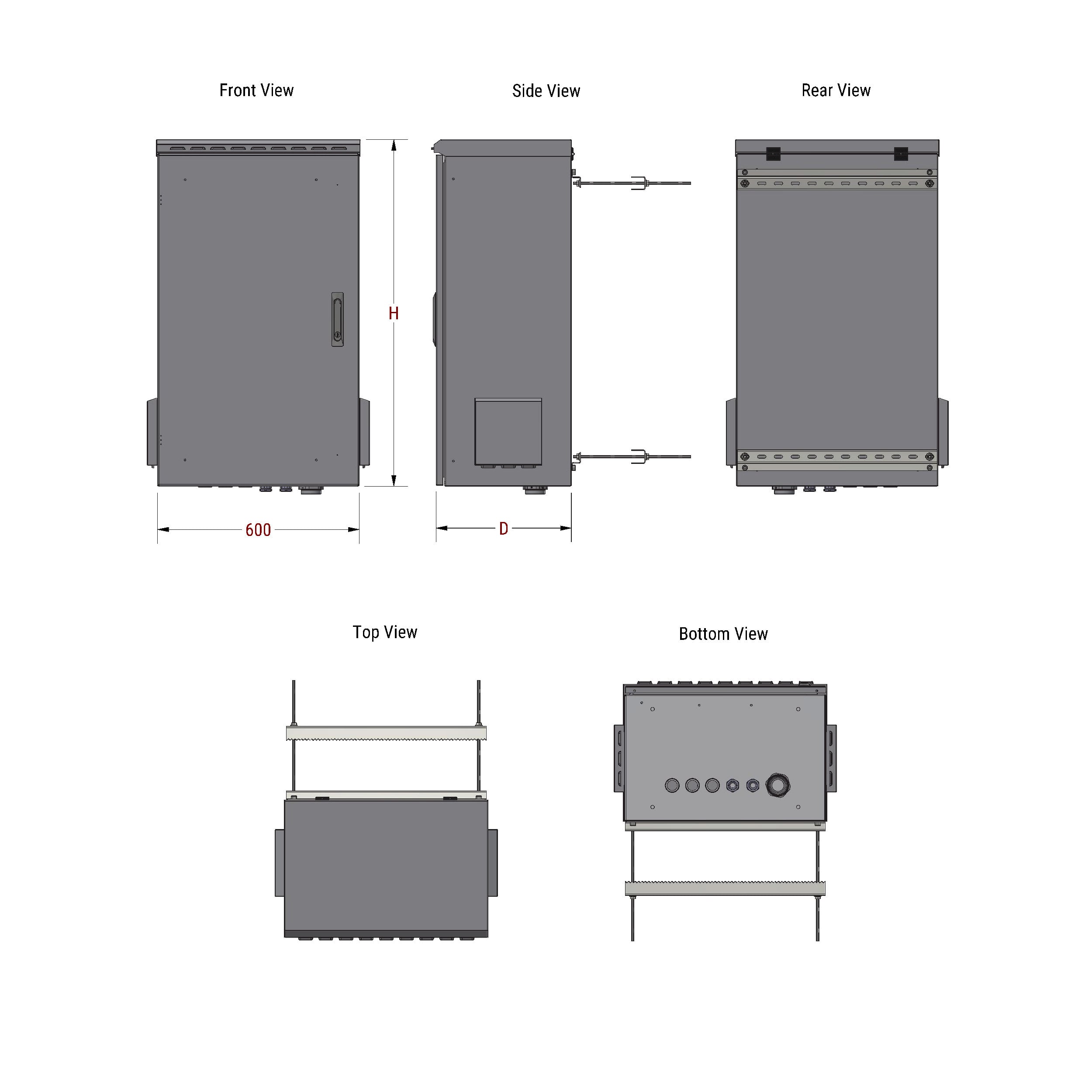 Armadio Rack 19'' Fissaggio a Palo 9U IP66 Porta Cieca Prof. 400 mm Grigio - Techly Professional I-CASE IP66-940P