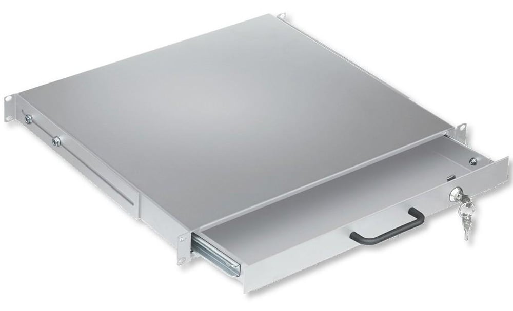 Cassetto Porta Tastiera 1U per Armadi Rack 19'' con Serratura Grigio - Intellinet I-CASE KEY-BG