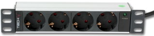 Multipresa 4 posti da rack 10" spina Schuko angolata 1U - Techly Professional I-CASE M10-4D