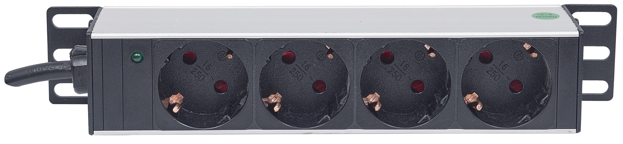 Multipresa Schuko 4 posti da Rack 10'' con Spina Schuko Angolata 1U - Intellinet I-CASE M10-4I