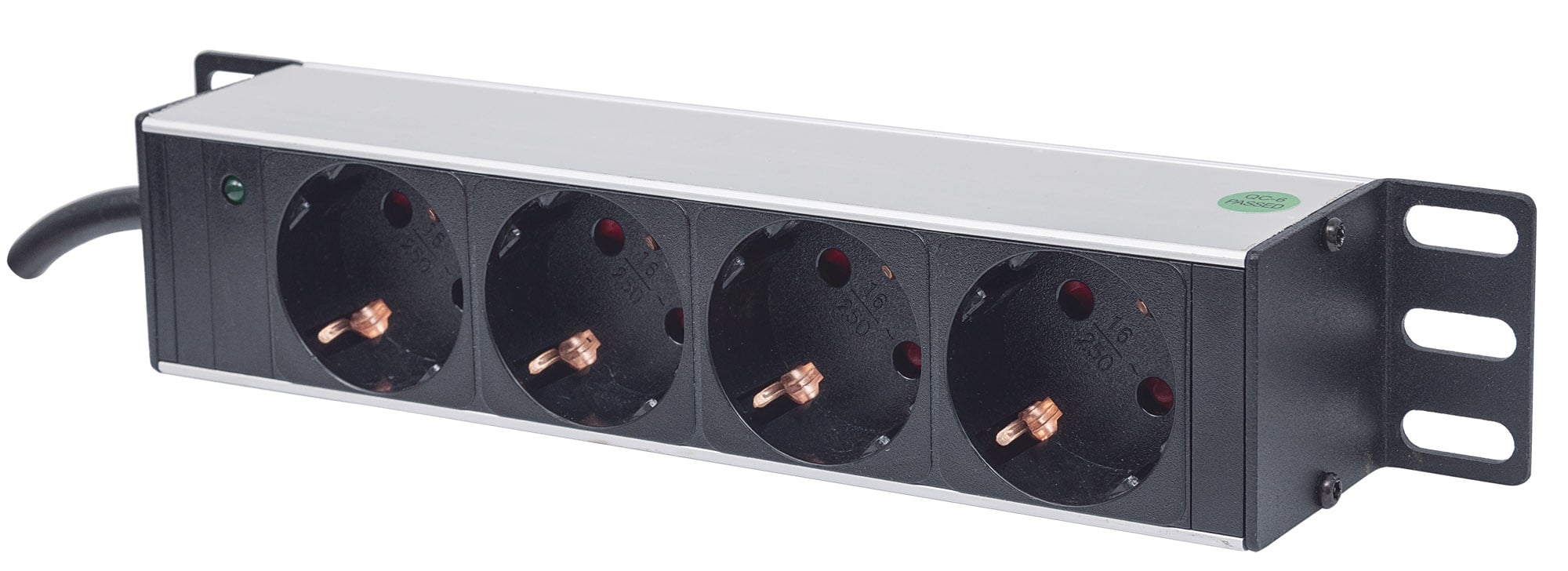Multipresa Schuko 4 posti da Rack 10'' con Spina Schuko Angolata 1U - Intellinet I-CASE M10-4I