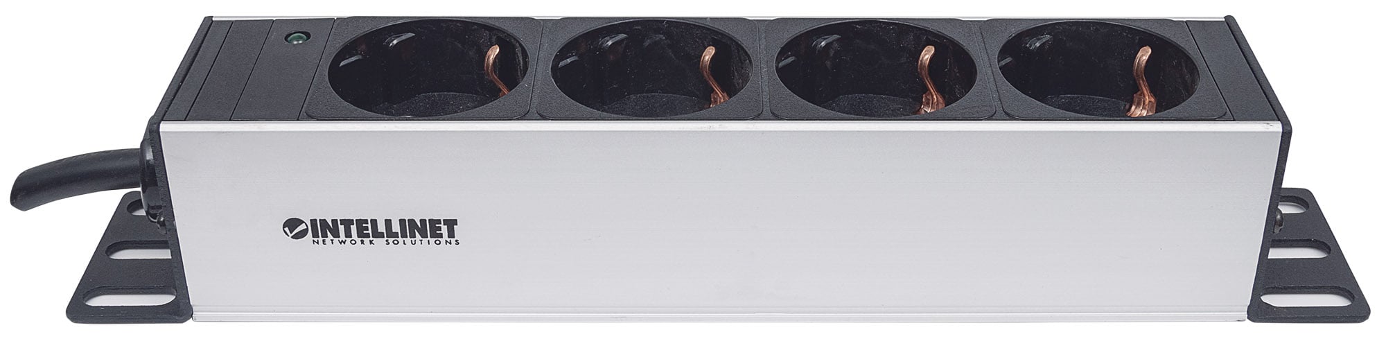 Multipresa Schuko 4 posti da Rack 10'' con Spina Schuko Angolata 1U - Intellinet I-CASE M10-4I