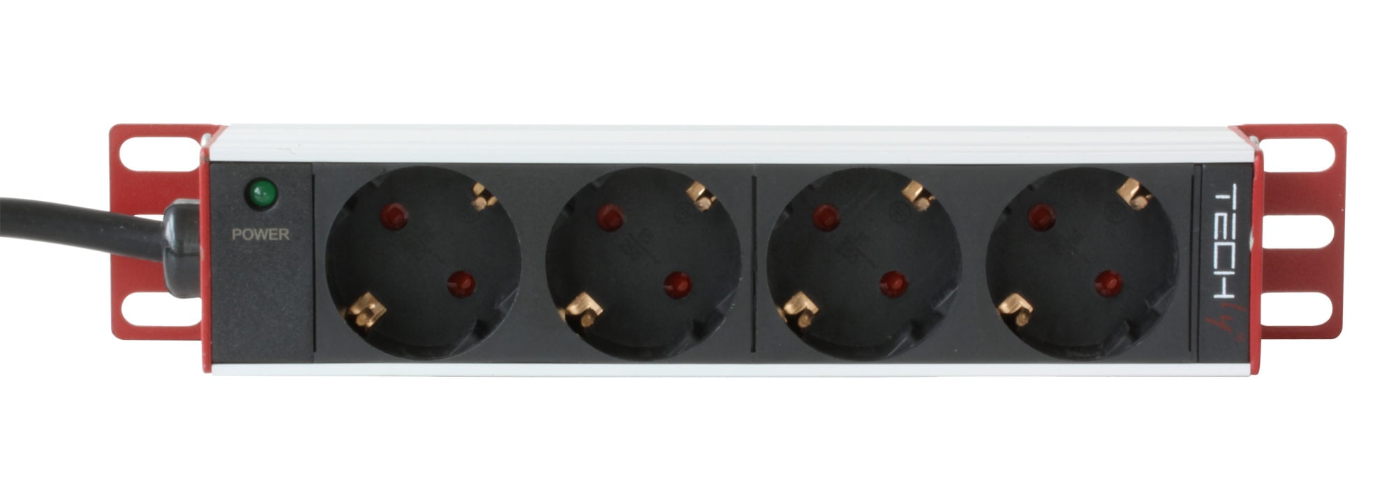 Multipresa 4 Posti da Rack 10'' Spina Schuko Angolata 1U Installazione Posteriore - Techly Professional I-CASE M10-4ITY
