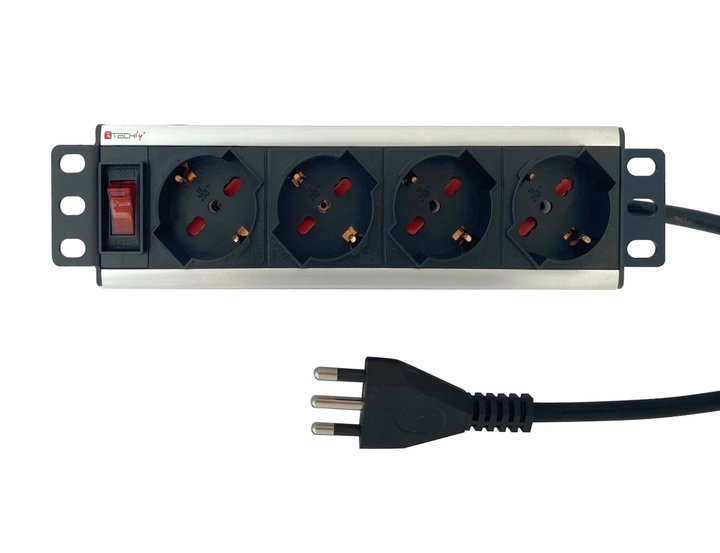 Multipresa 4 Posti UNEL da Rack 10" 1,5U - Techly Professional I-CASE M10-4P